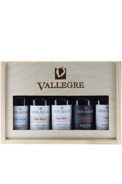 Portwein Präsent Box Mini-Port Vallegre Porto 5 x 50 ml in Holzbox